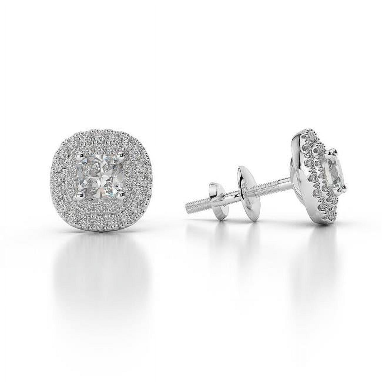 14K White Gold Diamond Stud Halo Earrings L37815