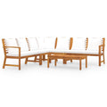 6 Piece Patio Lounge Set with Cushions Acacia Wood Outdoor Sectional Set H6802