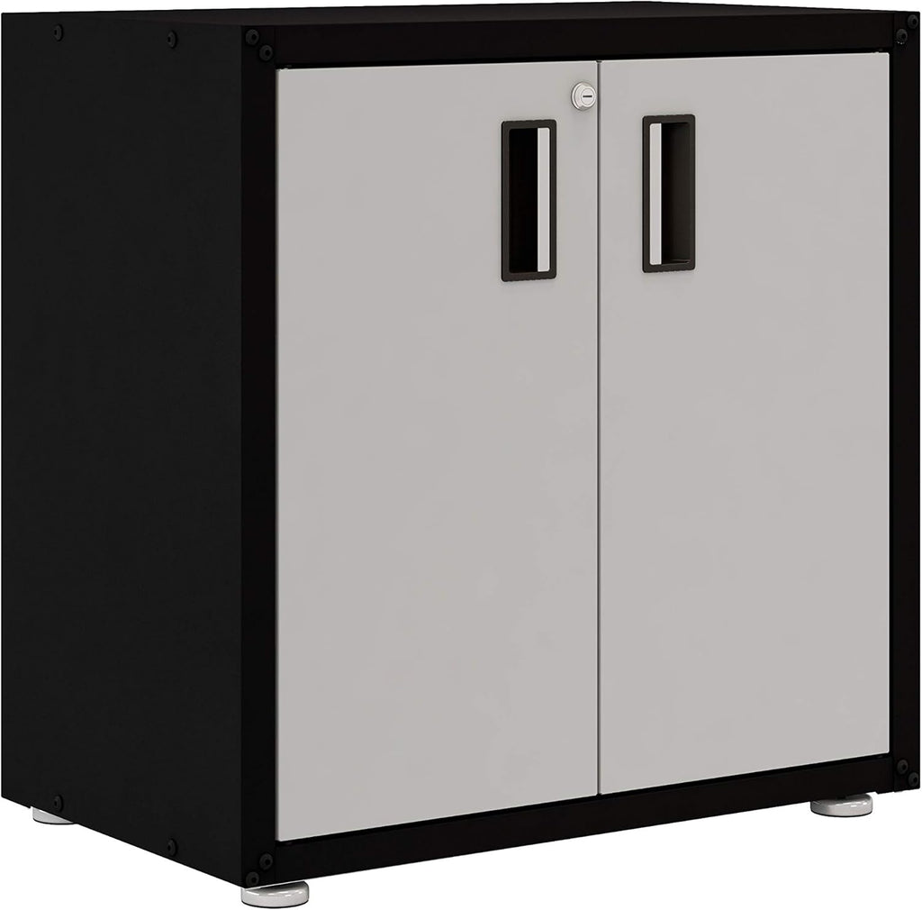 White and Grey Steel Cabinet with Two Doors F687379