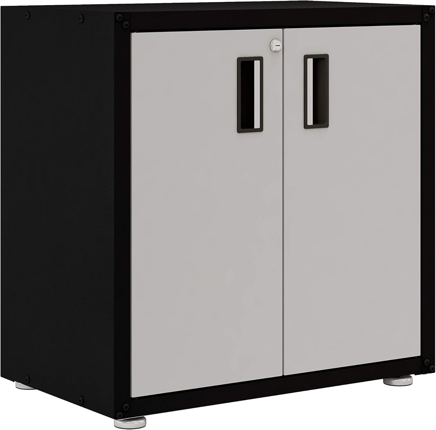 White and Grey Steel Cabinet with Two Doors F687379