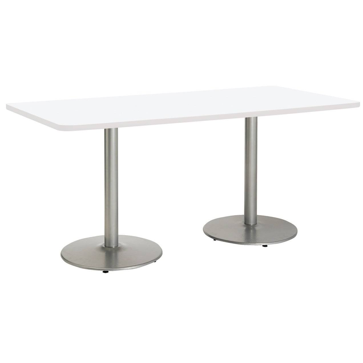 Multipurpose Table, Round Silver Base, Standard Height, White Y9508