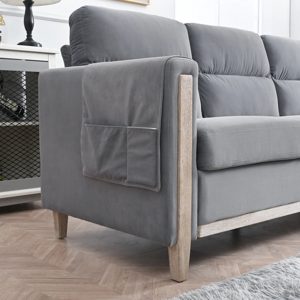 Gray Solid Wood 3-Seater Sofa N69069