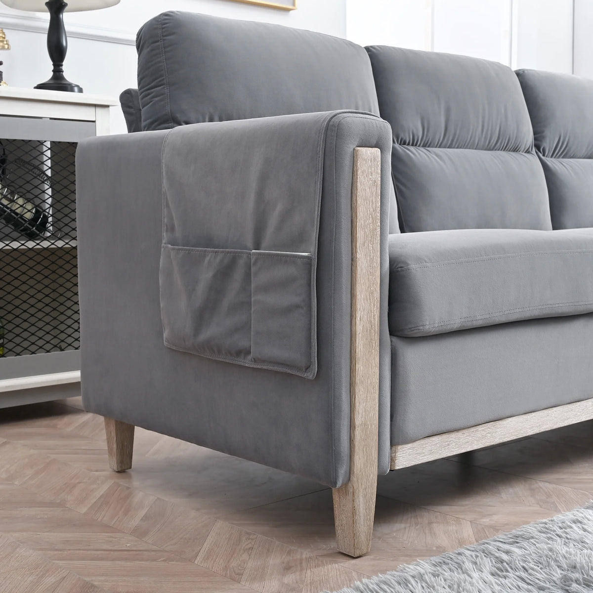 Gray Solid Wood 3-Seater Sofa N69069