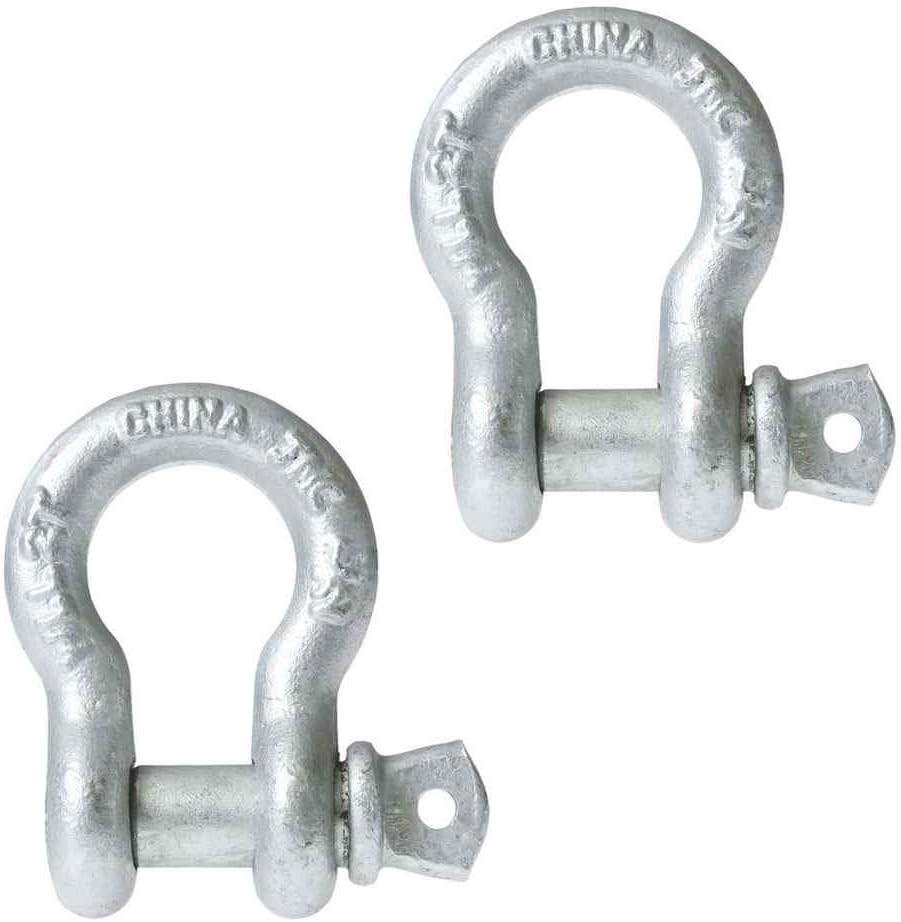2 Pack Galvanized Screw Pin Anchor Shackles with 13.5 Ton Capacity O241