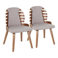 Walnut Wood and Grey Fabric Dining Chair - Set of 2 O73072