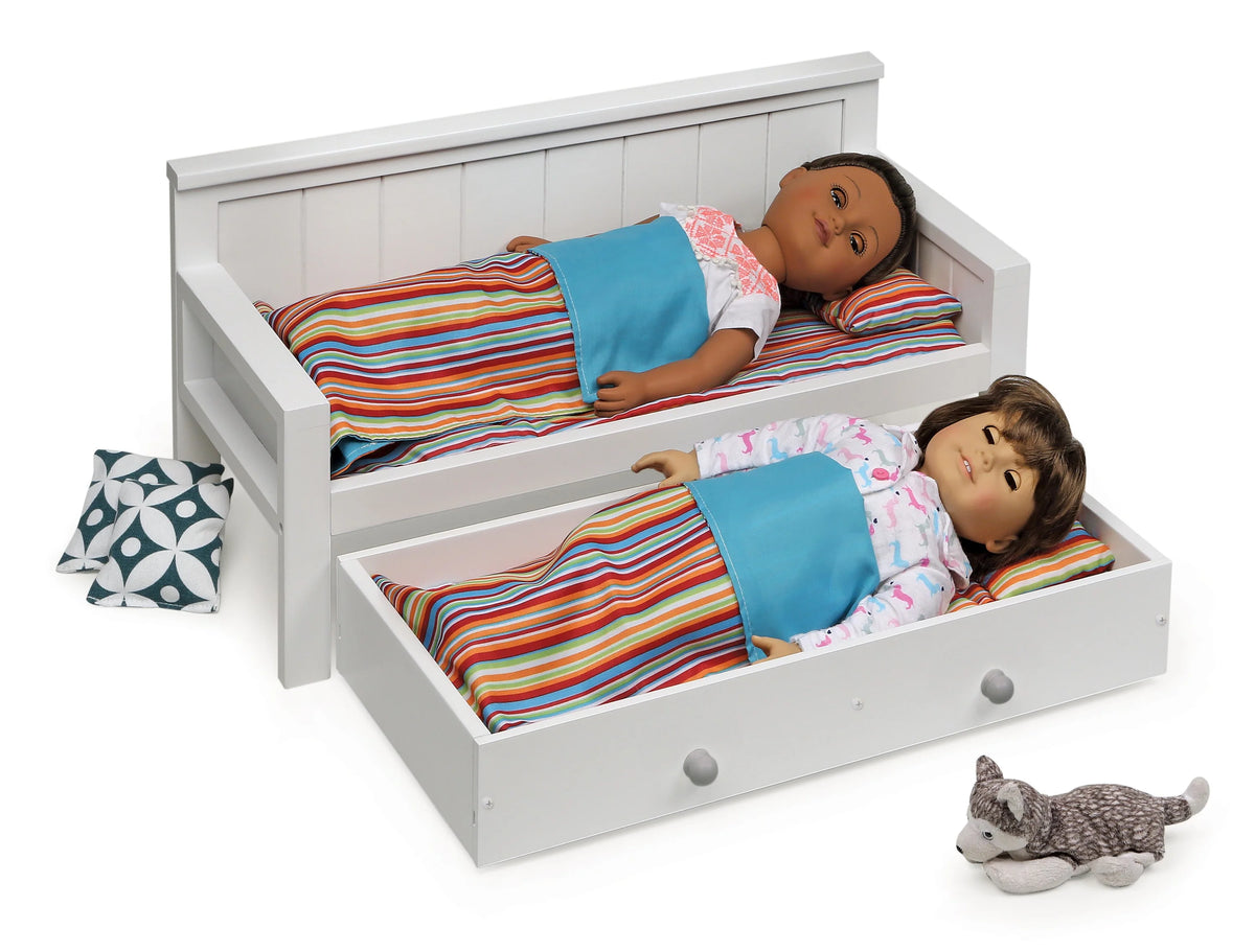 White/Multi Doll Sofa and Daybed Combo with Trundle Bed G7394