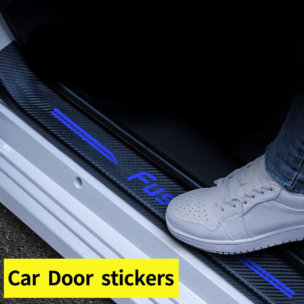 4Pcs Car Door Sill Protector Carbon Fiber Vinyl Scuff Plate Sticker Red V896998