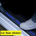 4Pcs Car Door Sill Protector Carbon Fiber Vinyl Scuff Plate Sticker Red V896998