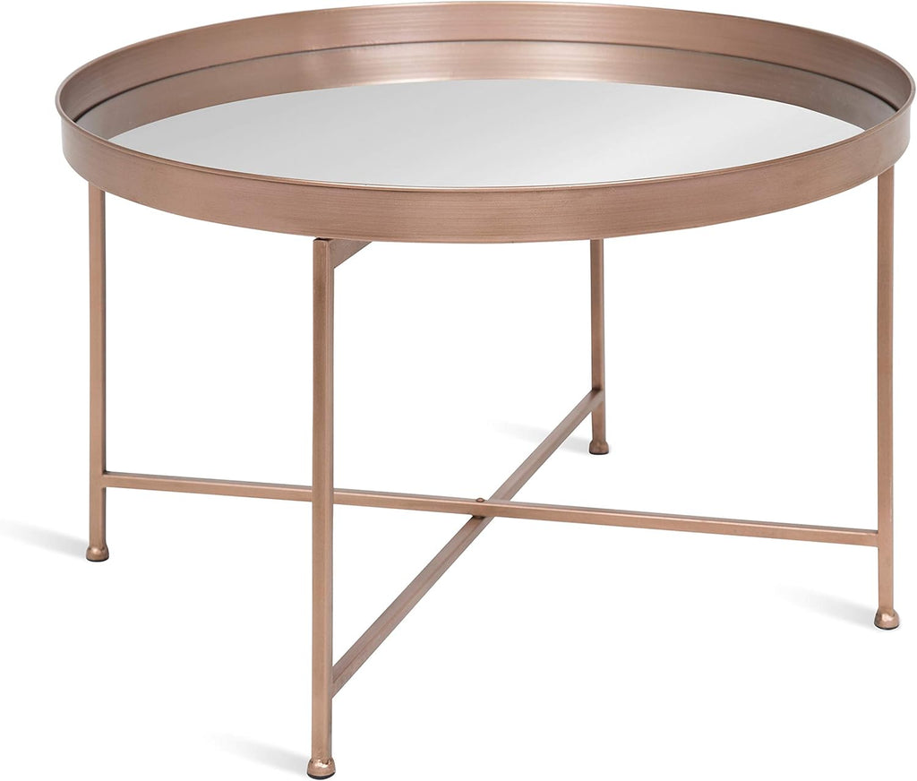 White and Gold Leaf Round Metal Coffee Table T4305