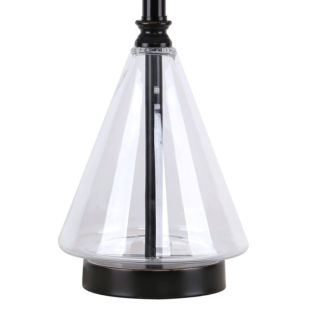 Set of 2 Glass Accent Lamps with Brass Accents N621810