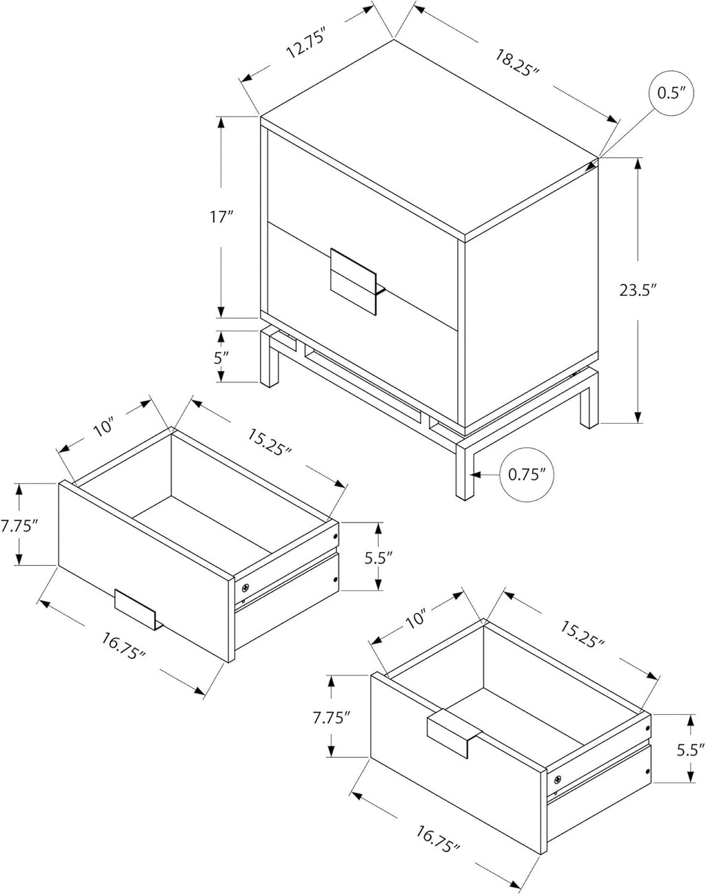 2 Drawers Cappuccino Night Stand W370490