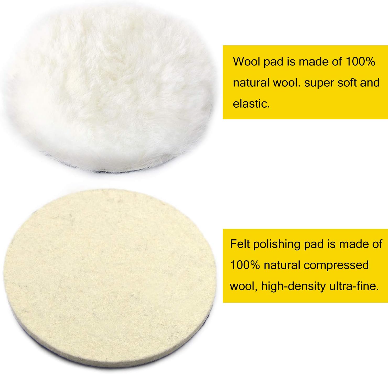 6 Inch 8PCS Wool Buffing Pads Kit with 5/8''-11 Thread Hook & Loop Backer Plate M727298