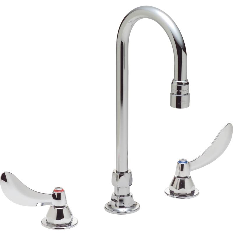 Two Handle Below Deck-Mount Faucet and Gooseneck Spout M58458