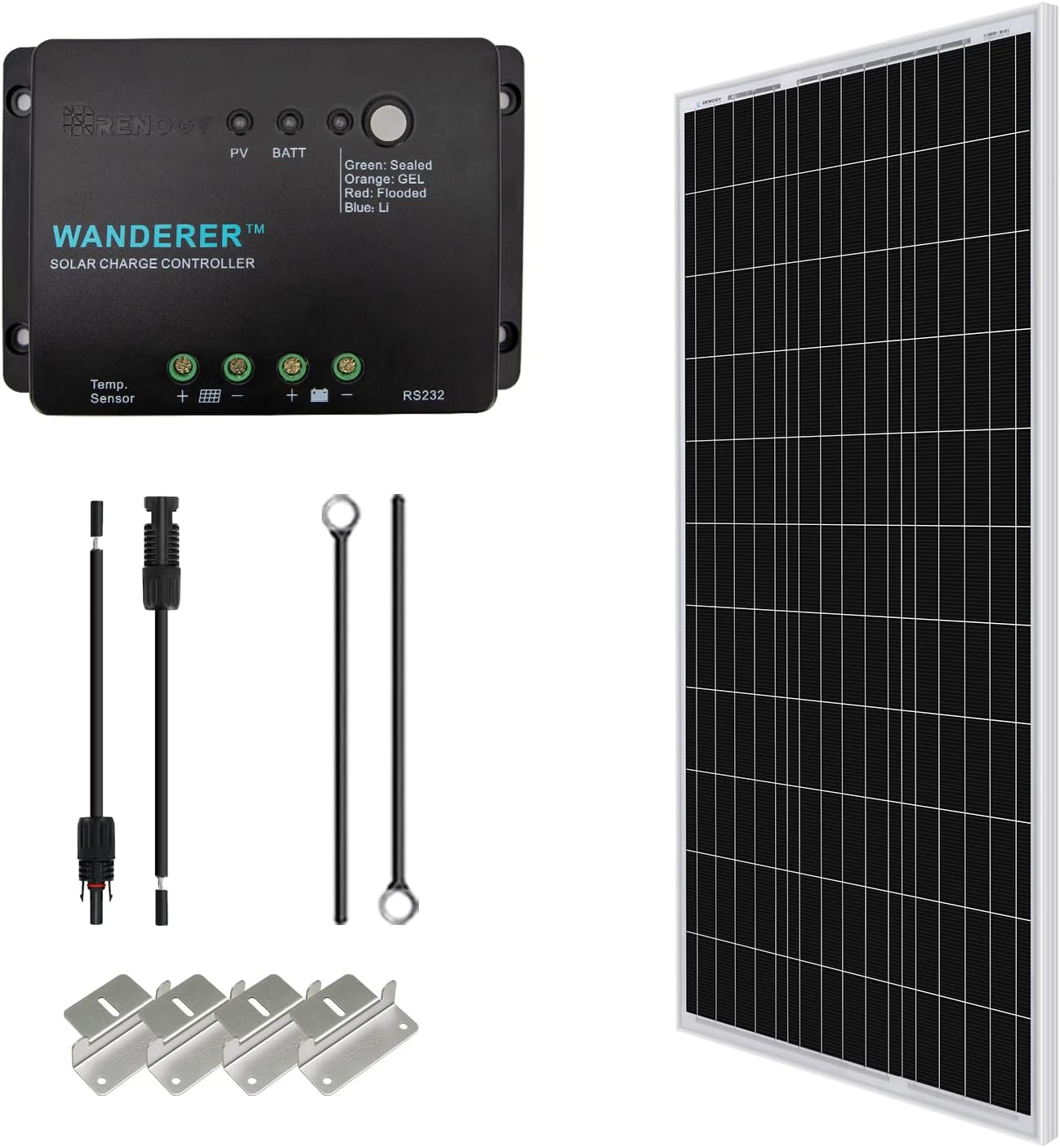 100W Monocrystalline Panel with 30A PWM Controller Solar Charging Kit P624467