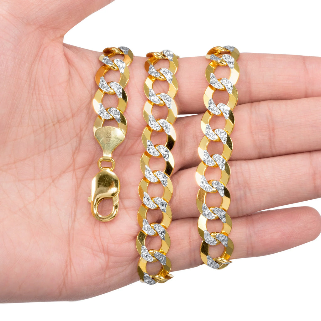 14K Yellow Gold Two-Tone Pave Chain Necklaces H31006