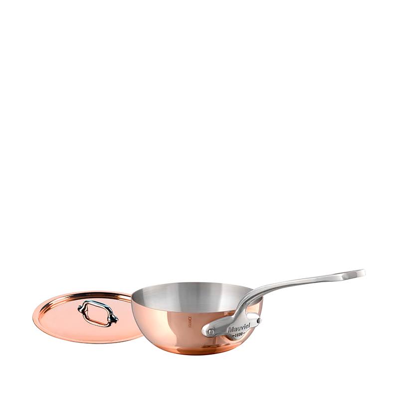 Copper Curved Splayed Saute Pan with Lid, 1.1-Quart B264014