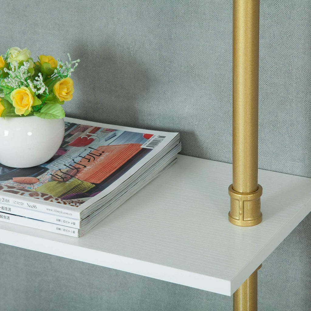 Gold 6-Tiers Wood Ladder Shelf Bookcase W5602