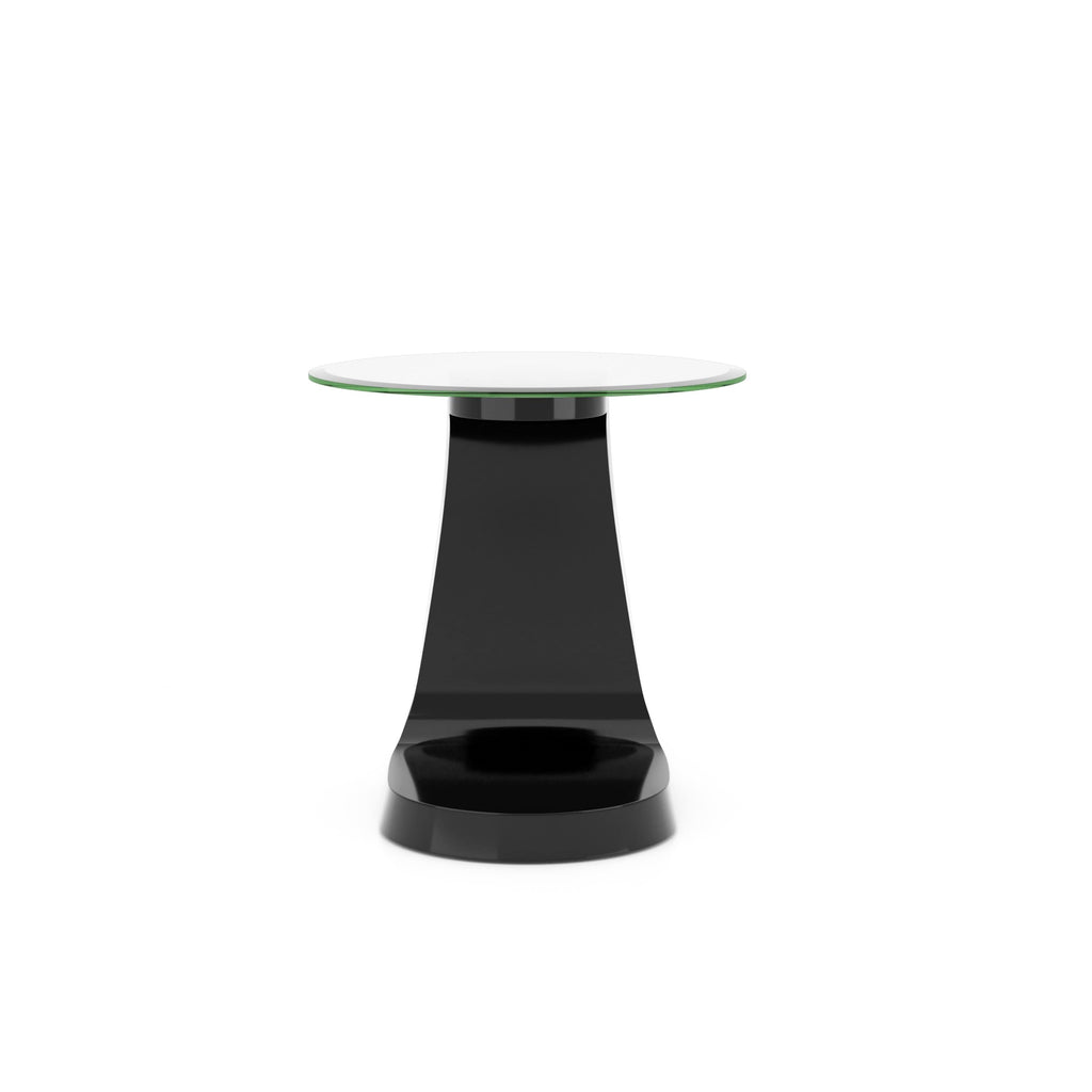 White High Gloss Glass Top End Table F570