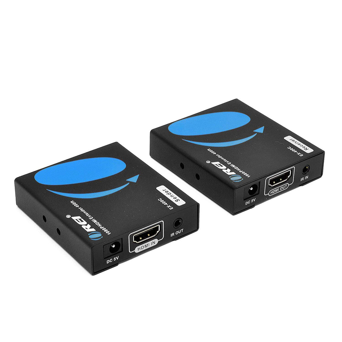 HDMI Extender Over LAN Single CAT5e/CAT6A/CAT7 Cable Uncompressed 1080p @ 60Hz with IR Up to 400 Ft Balun Kit Video Transmitter and Receiver A378