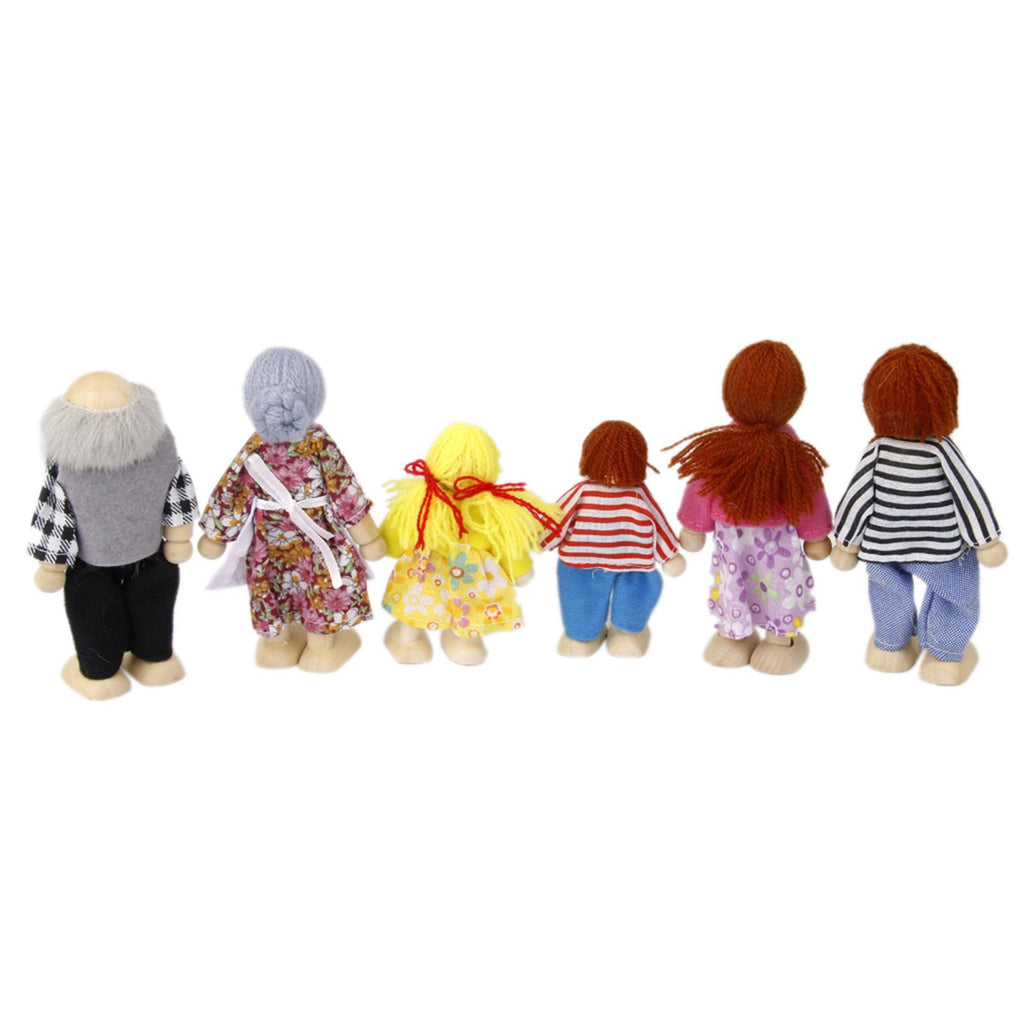 6-Pieces Wooden Doll Family for Dollhouse, 1:12 Scale R4599