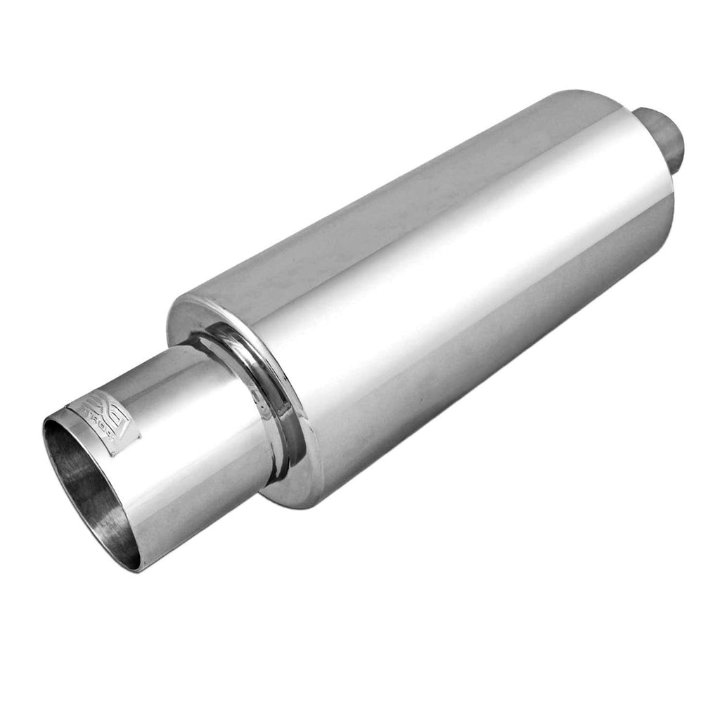 Polished Stainless Steel Performance Bolt-On Exhaust Muffler with Clamps and Adapters N10951