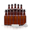 16 oz Amber Glass Beer Bottles with Funnel, Brush and Marker O166701