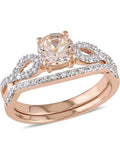 10K Pink Gold Morganite and Diamond Engagement Ring N5104