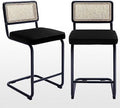 Black Velvet Counter Height Barstools Set of 2 I17611