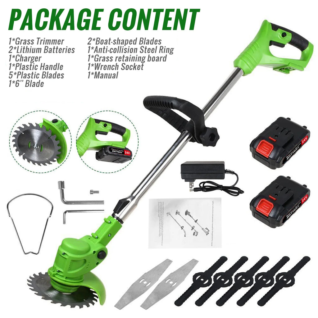 24V 650W Cordless Electric Lawn Mower Grass Trimmer Weed Eater C72112