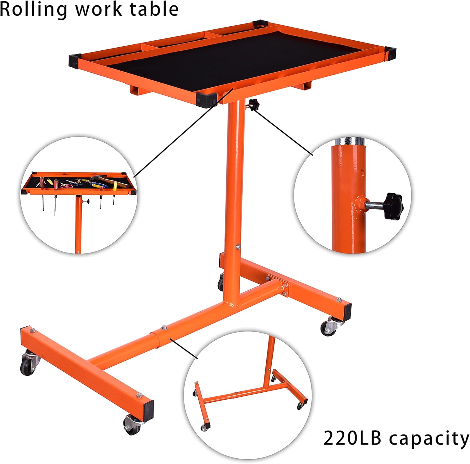 Orange Rolling Tool Tray With Drawer Work Table P209969