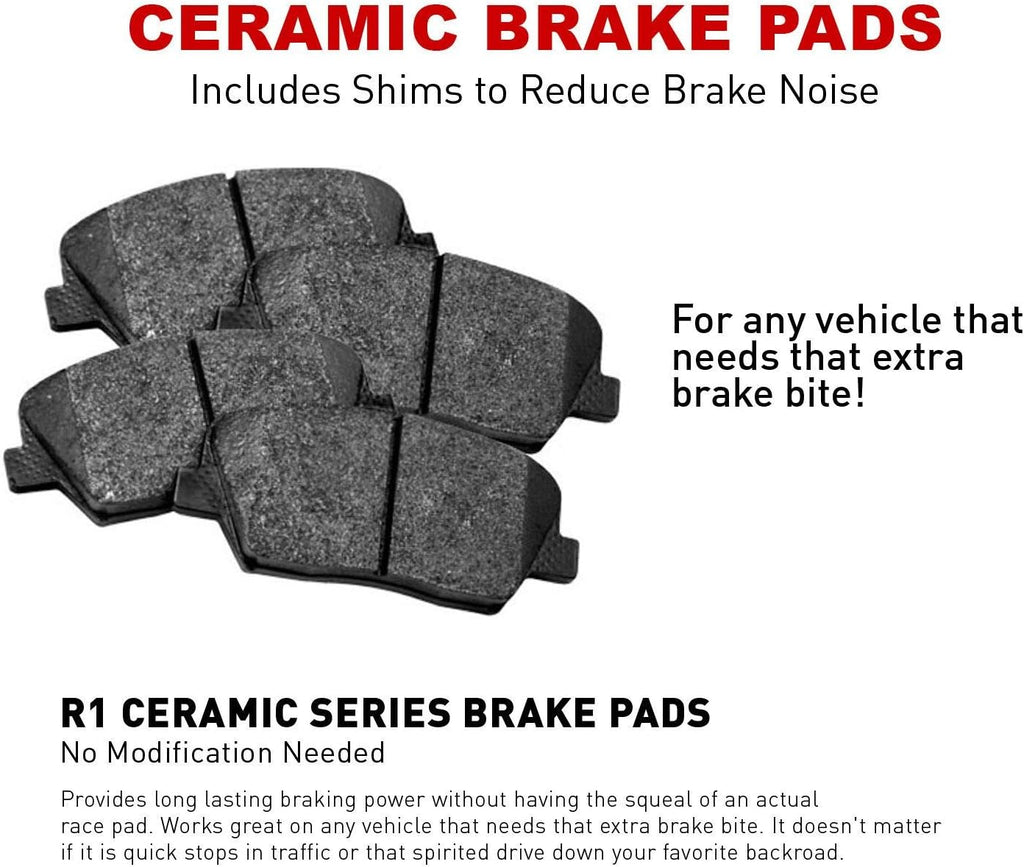 Carbon Series Front Diamond Slotted Brake Rotors with Ceramic Brake Pads X479917