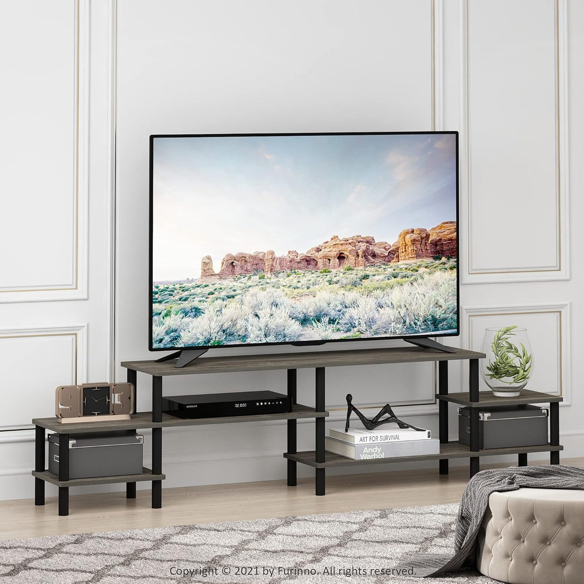 French Oak Entertainment Center for TV up to 58 Inch Y3935