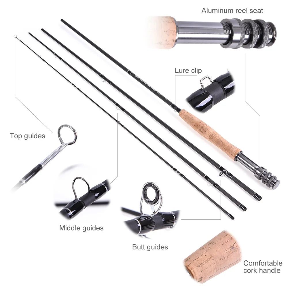 9' Fly Fishing Rod and Reel Combo with Carry Bag 10 Flies G1913