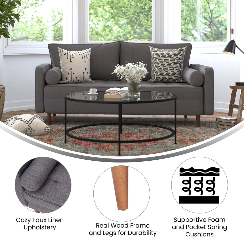 Dark Gray Fabric Sofa U6784