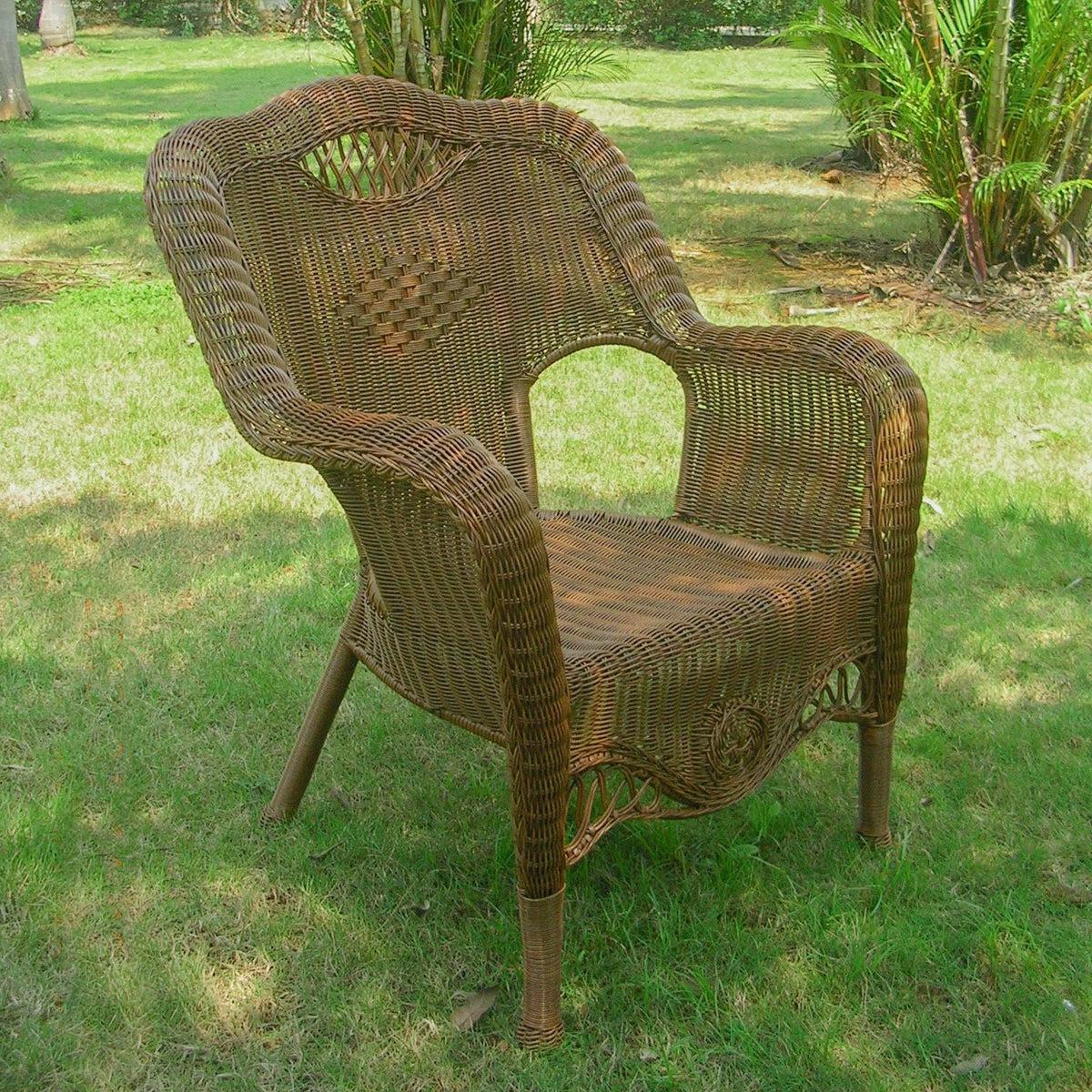 Mocha Tan Resin Wicker Outdoor Dining Chair T5323