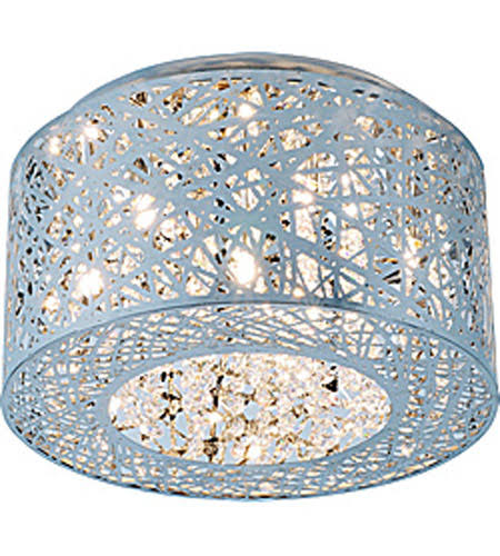 LED Polished Chrome Flush Mount Ceiling Light with Clear & White Bulb G9809