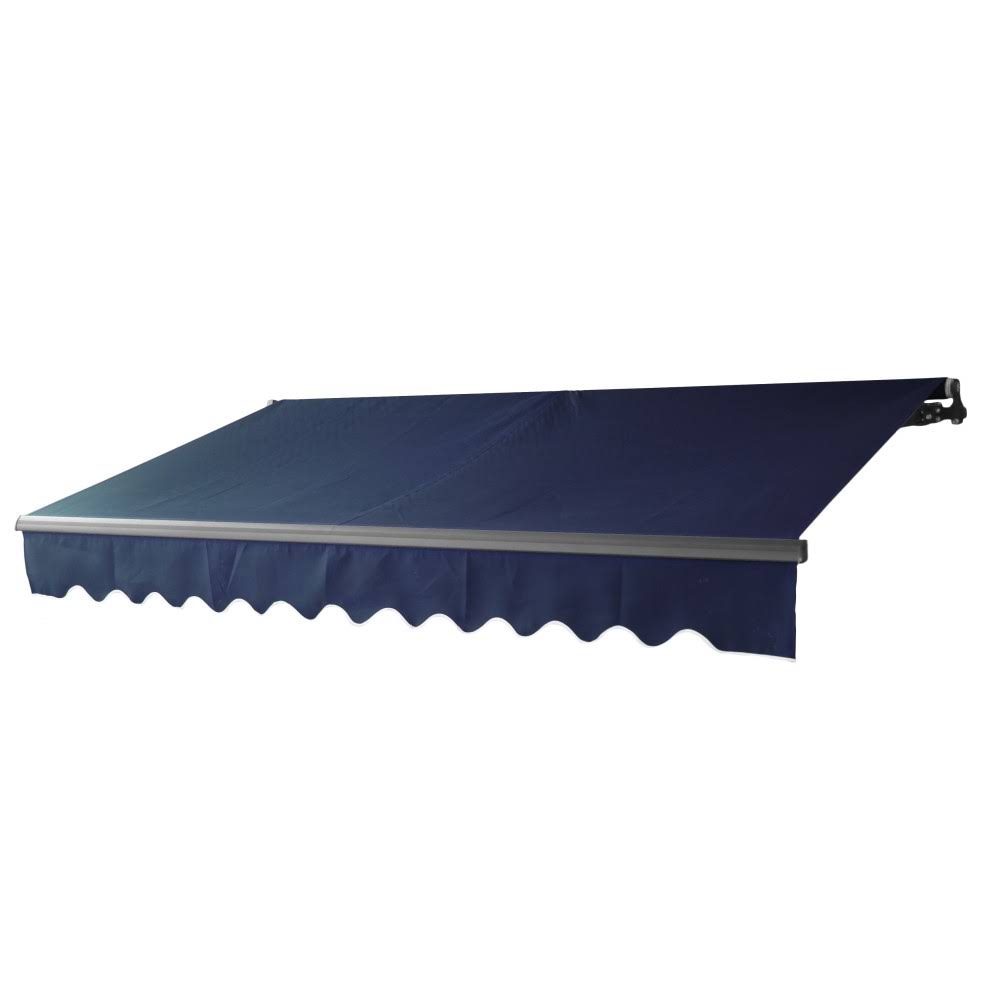 Motorized Black Frame Retractable Patio Canopy Awning 10x8 Blue N4611