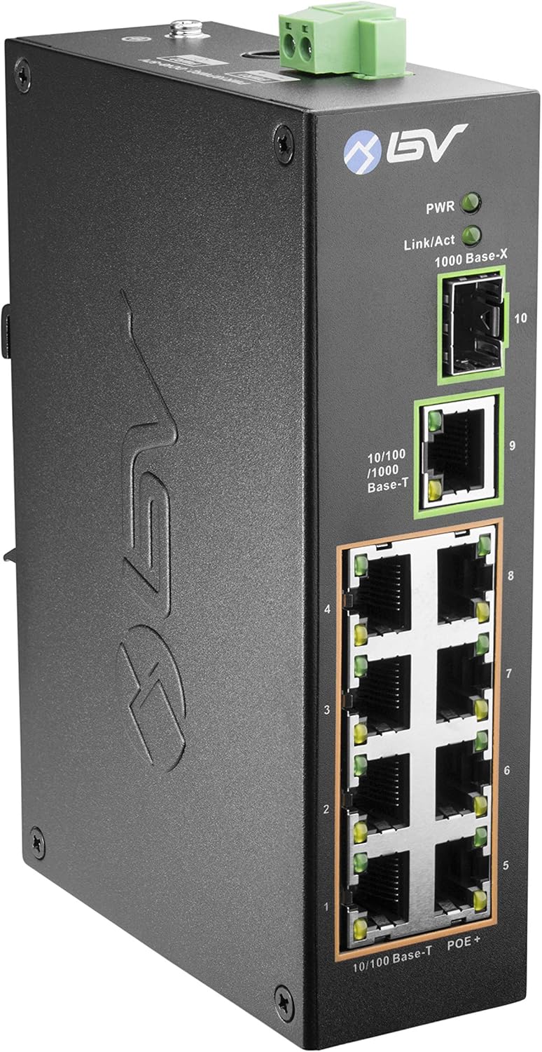10 Port PoE+ Industrial DIN Rail Switch with Gigabit Ethernet & SFP Uplink H461479