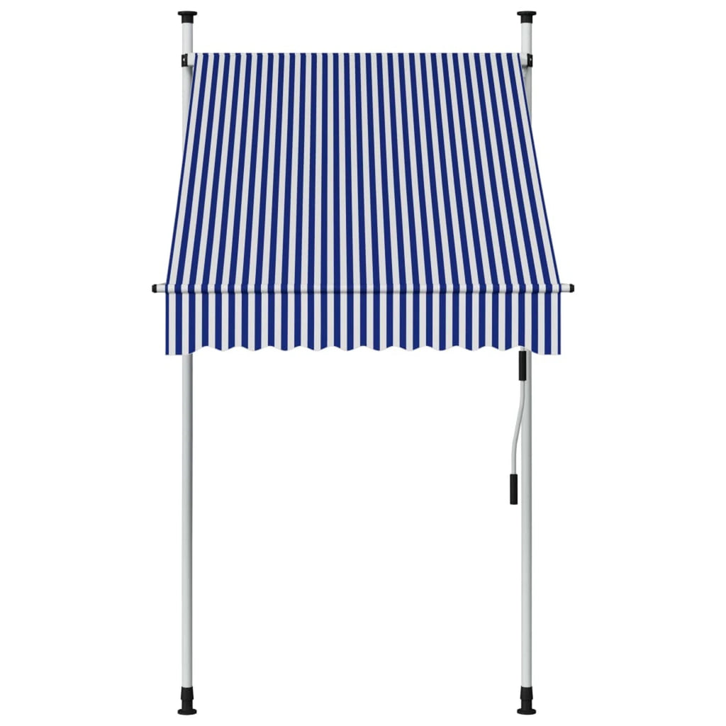 Manual Retractable Awning 39.4" Blue and White Stripes S117951