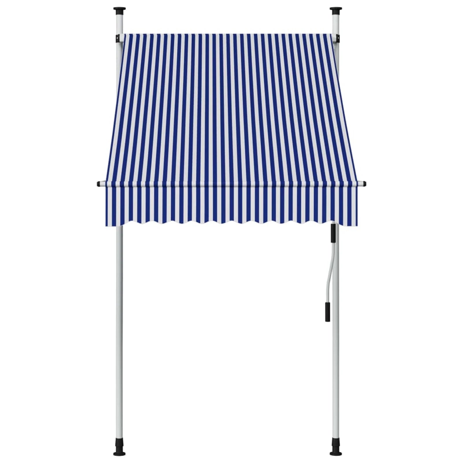 Manual Retractable Awning 39.4" Blue and White Stripes S117951
