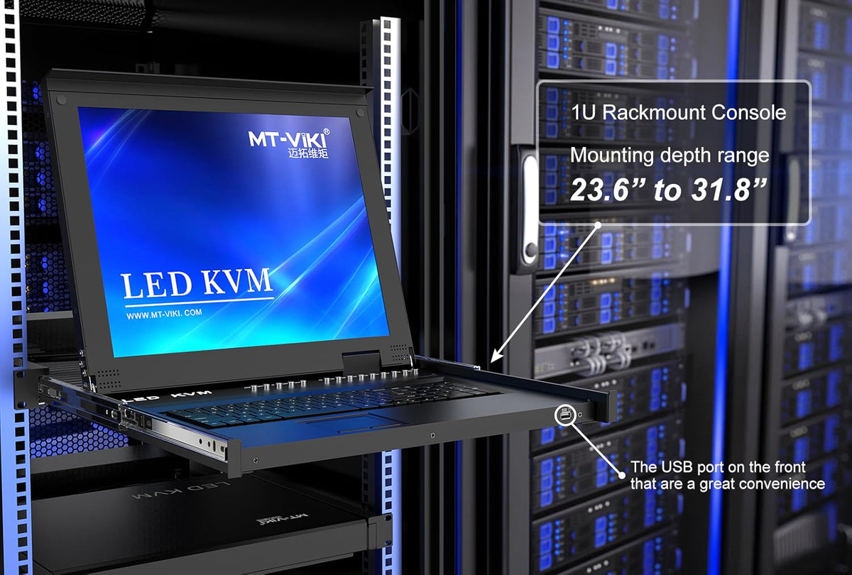 16 Port Rack Mount KVM Console Switch with 17 inch LCD Monitor U909