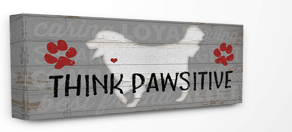 Rustic Grey and White Planked Look Dogs Stretched Canvas Wall Art Q634988