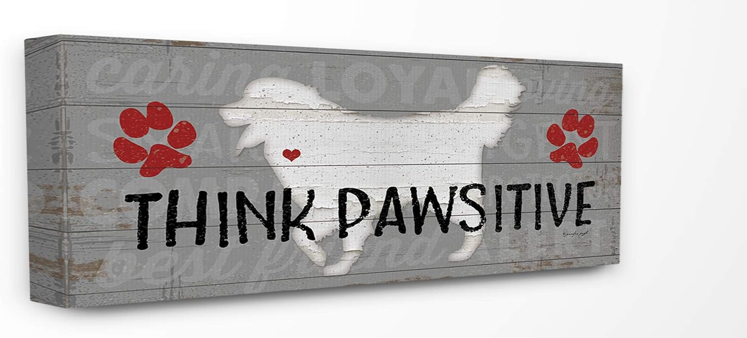 Rustic Grey and White Planked Look Dogs Stretched Canvas Wall Art Q634988