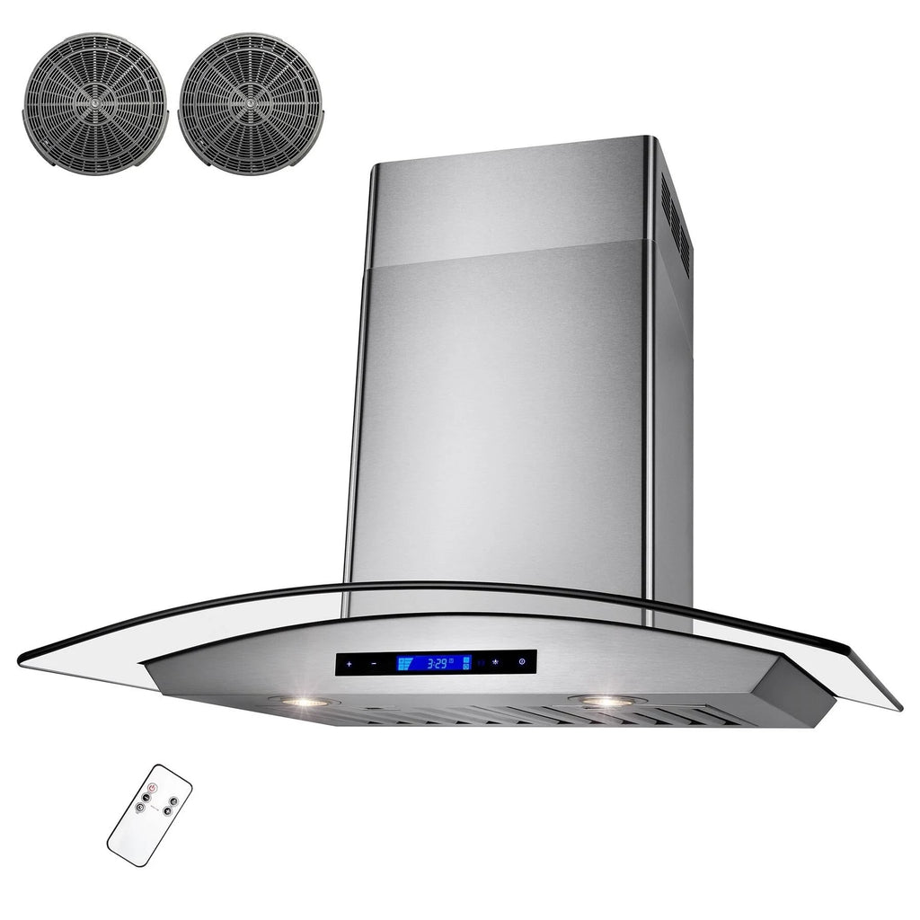 30 in. Convertible Wall Mount Range Hood in Stainless Steel with Remote and Carbon Filter T6423