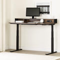 Adjustable Height Standing Desk with Built in Power Bar Natural Walnut, Matte Black Q636490