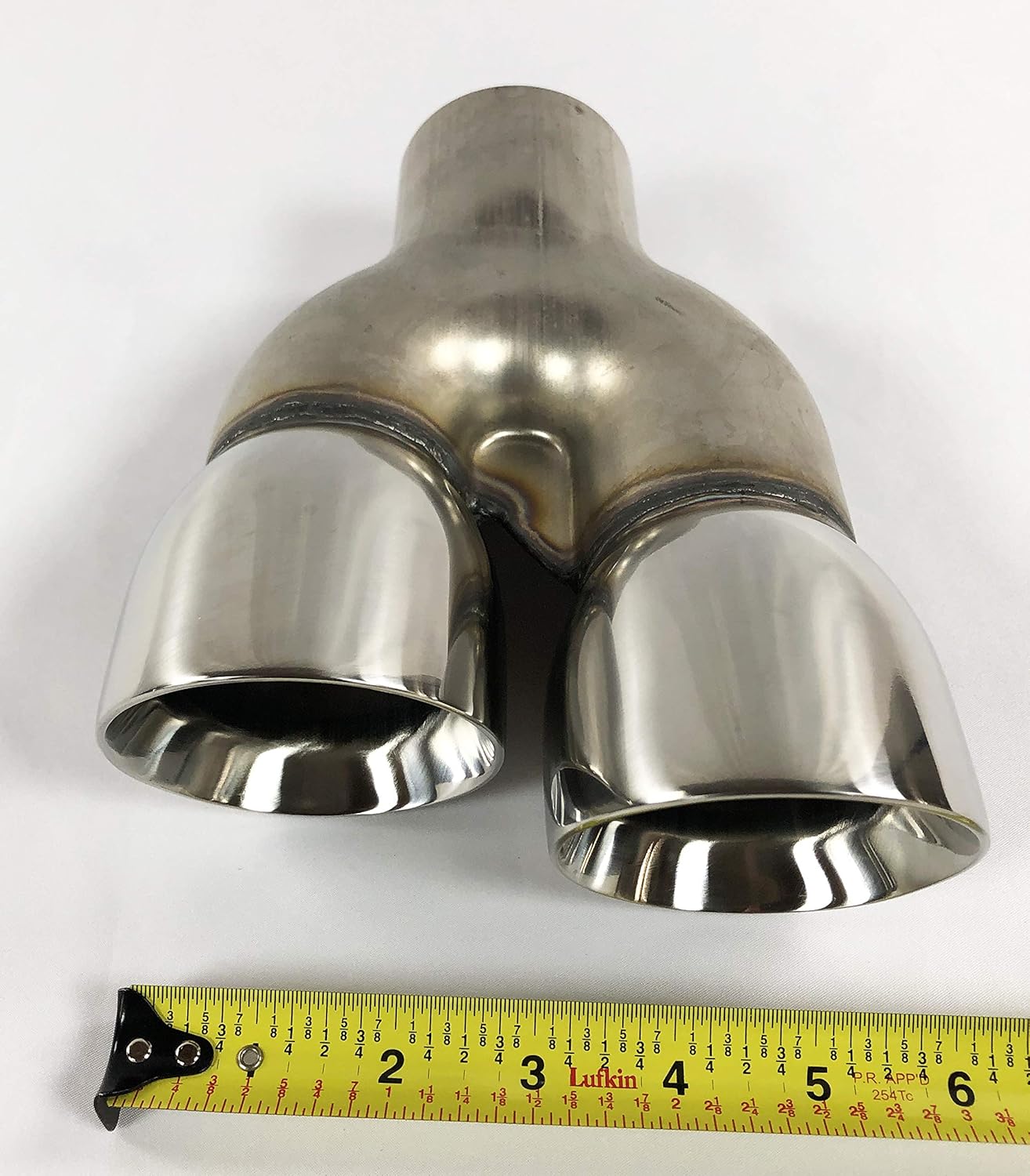 Dual 2.25" Inlet 3.00 X 8.50 Long Round Double Wall Stainless Exhaust Tips K99459