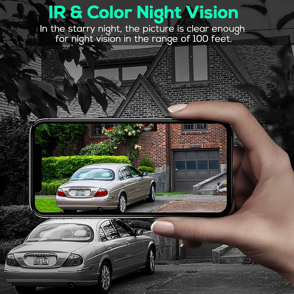Wireless WiFi 360° PTZ 15000mAh Battery Powered Security Camera with Spotlight, 1080P Color Night Vision, PIR Motion Detection, 2 Way Audio, IP65 A165