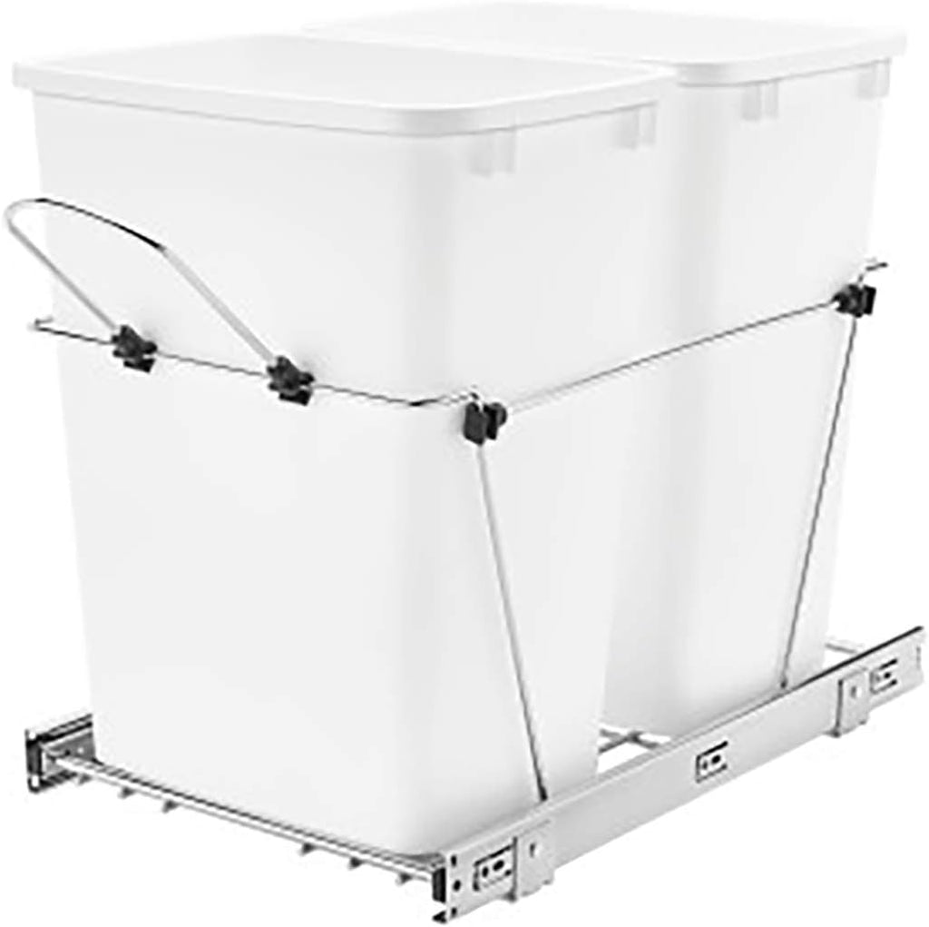 White Chrome Wire Bottom Mount Pullout Trash Can M703714