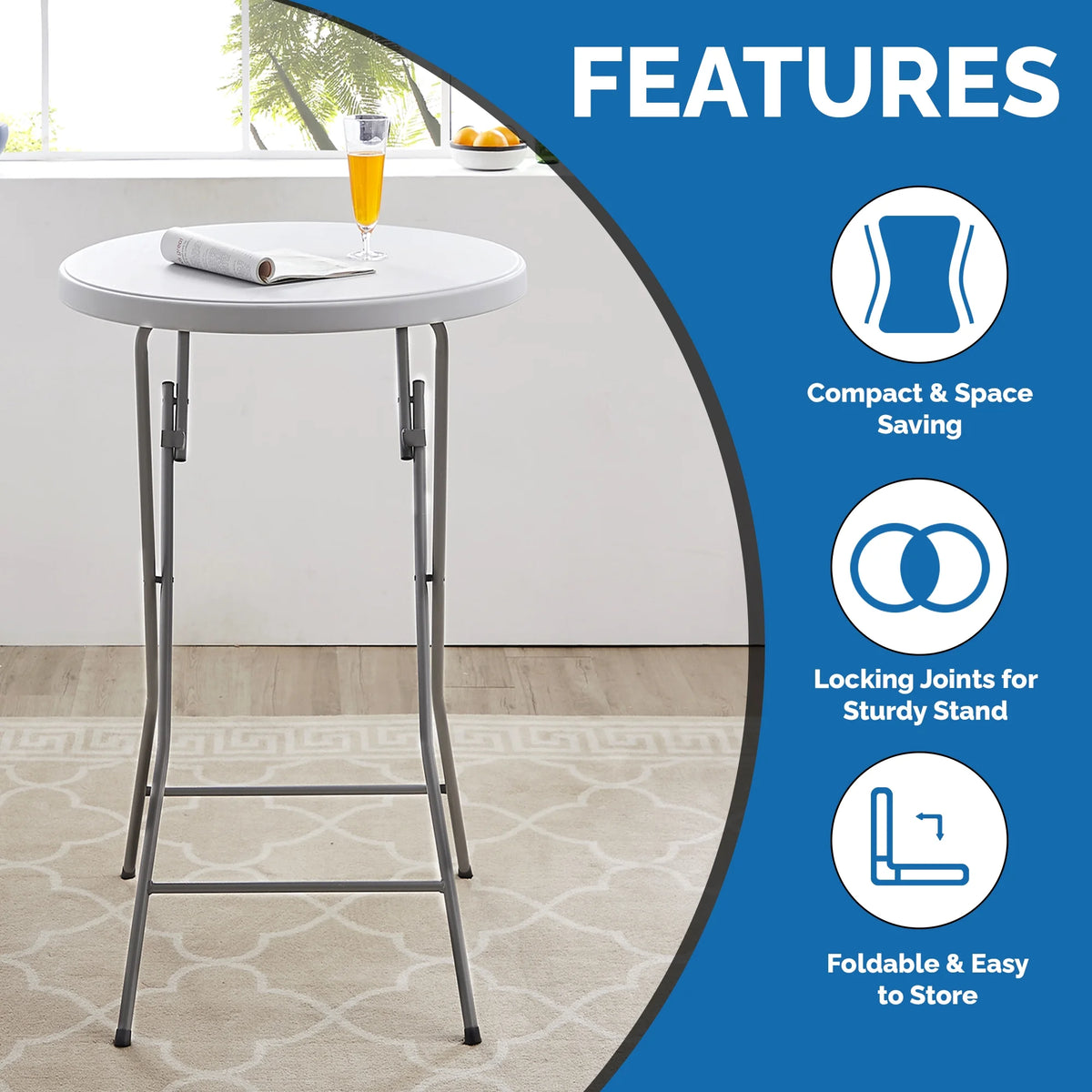 White Round Folding Resin Cocktail Table K7345