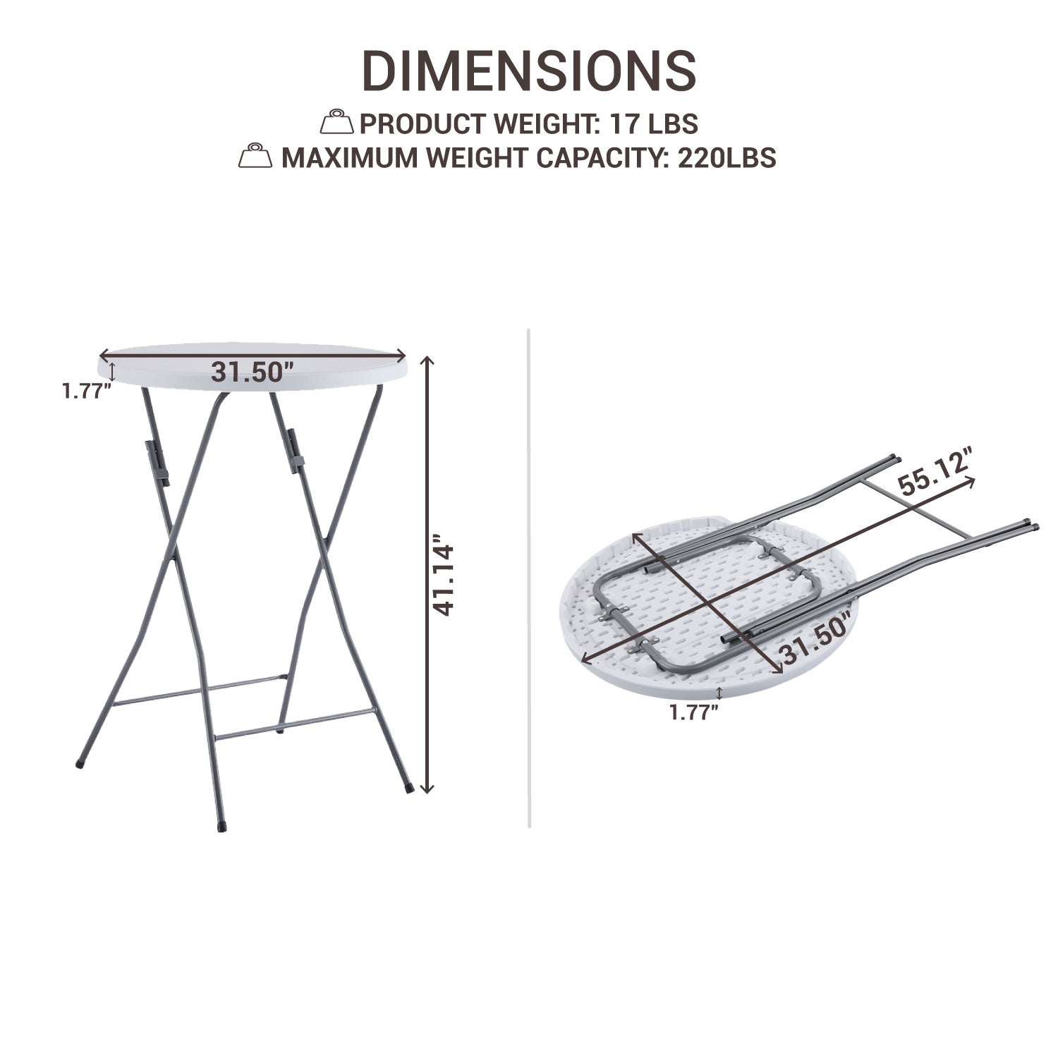 White Round Folding Resin Cocktail Table K7345